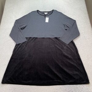 J Jill dress women 3X thermal velour aline sheath gray black pockets